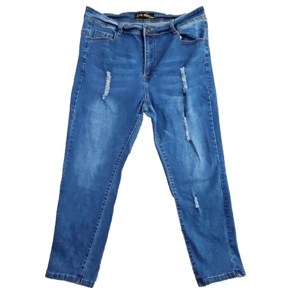 Emme‎ Jordan Jeans Women's Size 16 (W34xL28) Stretch Tapered Med Wash Distressed